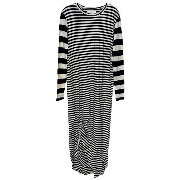 The Great. Long Sleeve Knot Striped Tee Shirt Maxi Dress NWT Size 0/Extra Small - Picture 1 of 6